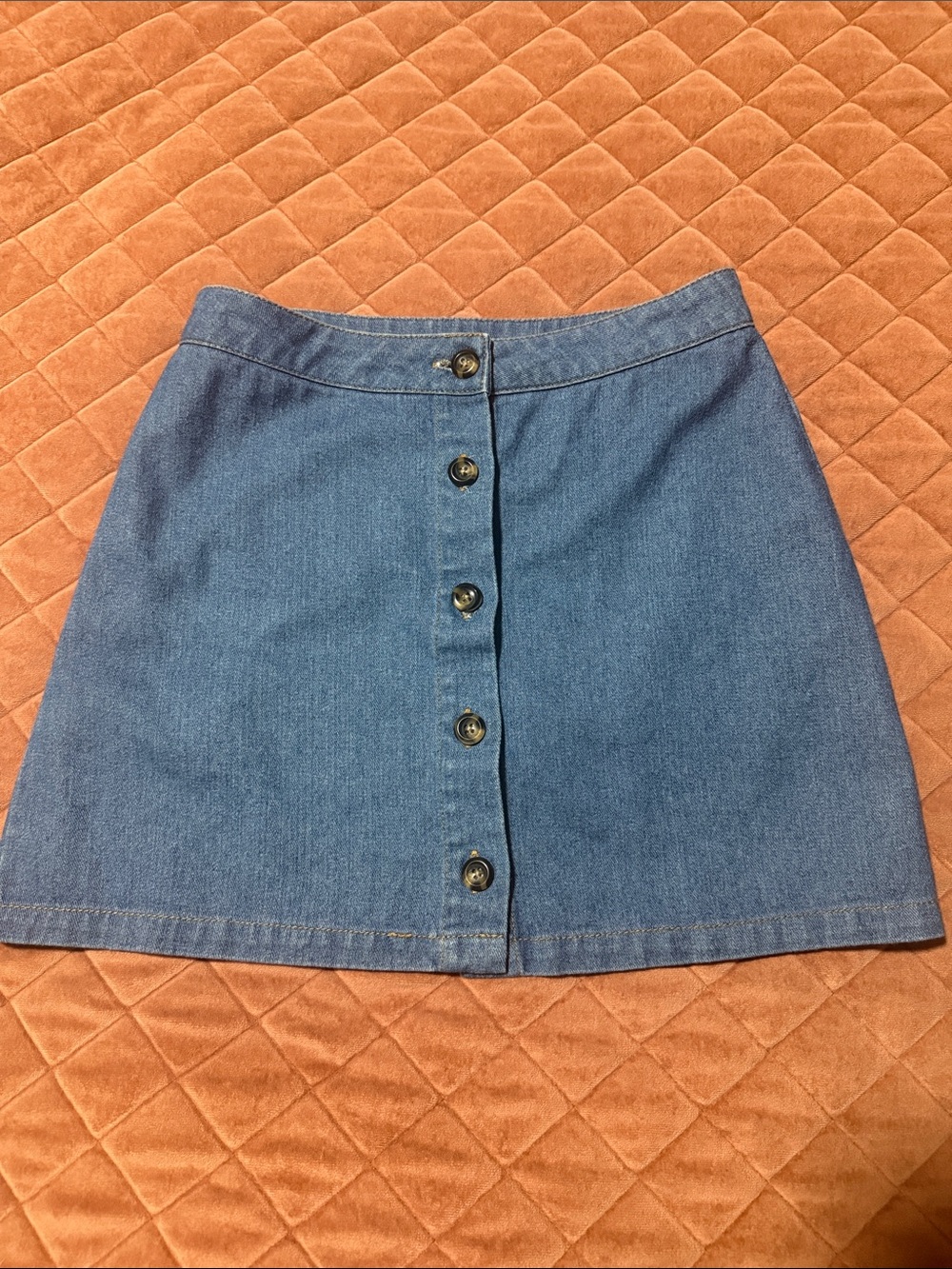 Forever 21 Blue Button-Front Denim Mini Skirt
